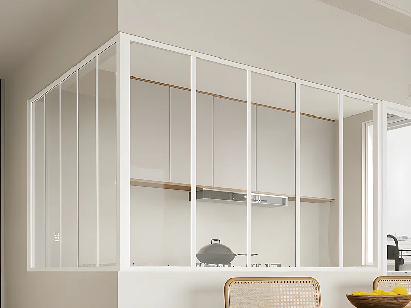 Verrière d'angle d'atelier en aluminium thermolaqué - L180 x L150 x H105 - Blanc - BAYVIEW