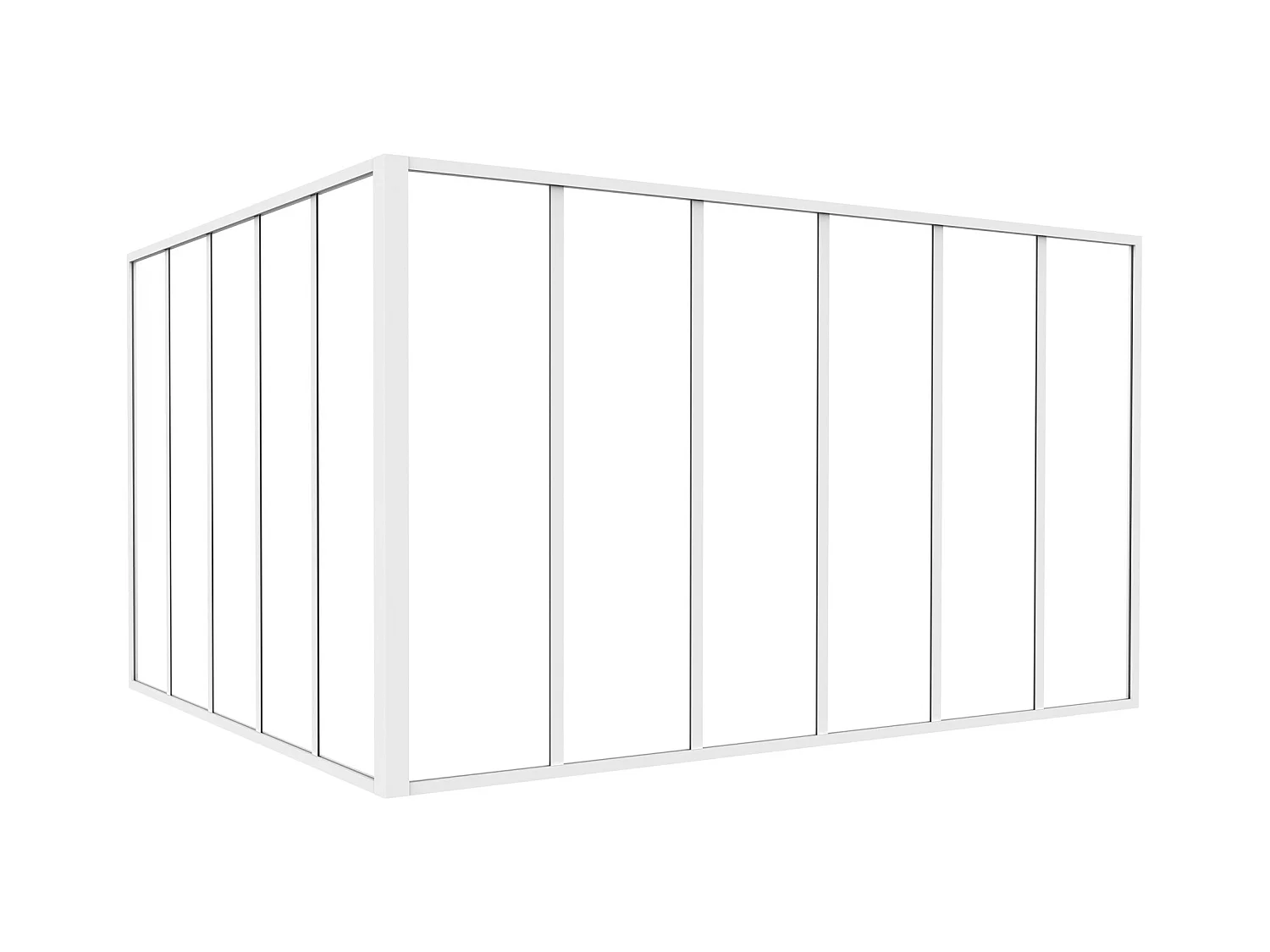 Verrière d'angle d'atelier en aluminium thermolaqué - L180 x L150 x H105 - Blanc - BAYVIEW