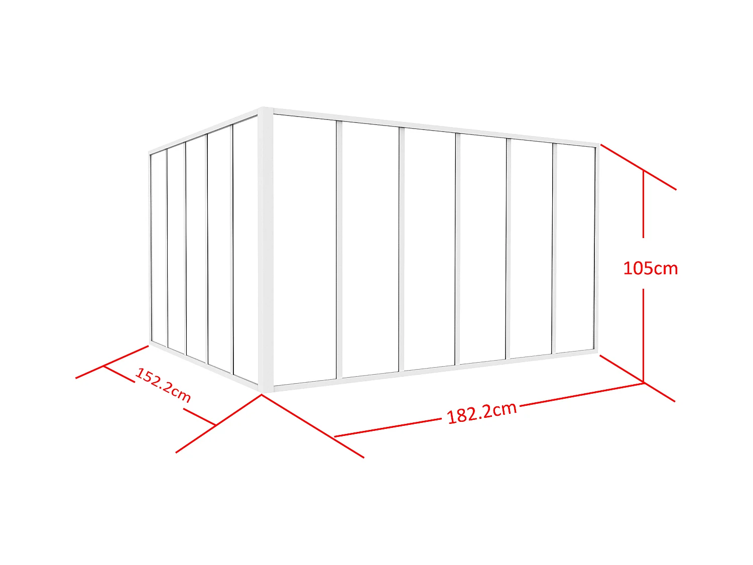 Verrière d'angle d'atelier en aluminium thermolaqué - L180 x L150 x H105 - Blanc - BAYVIEW