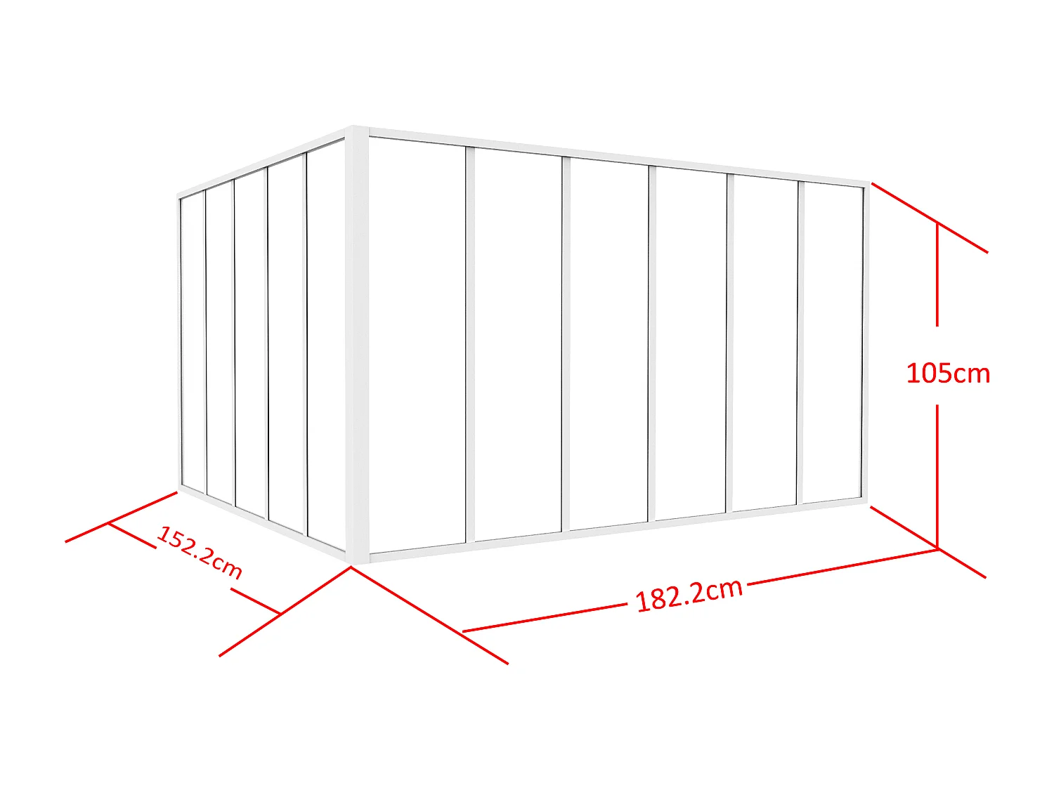 Verrière d'angle d'atelier en aluminium thermolaqué - L180 x L150 x H105 - Blanc - BAYVIEW