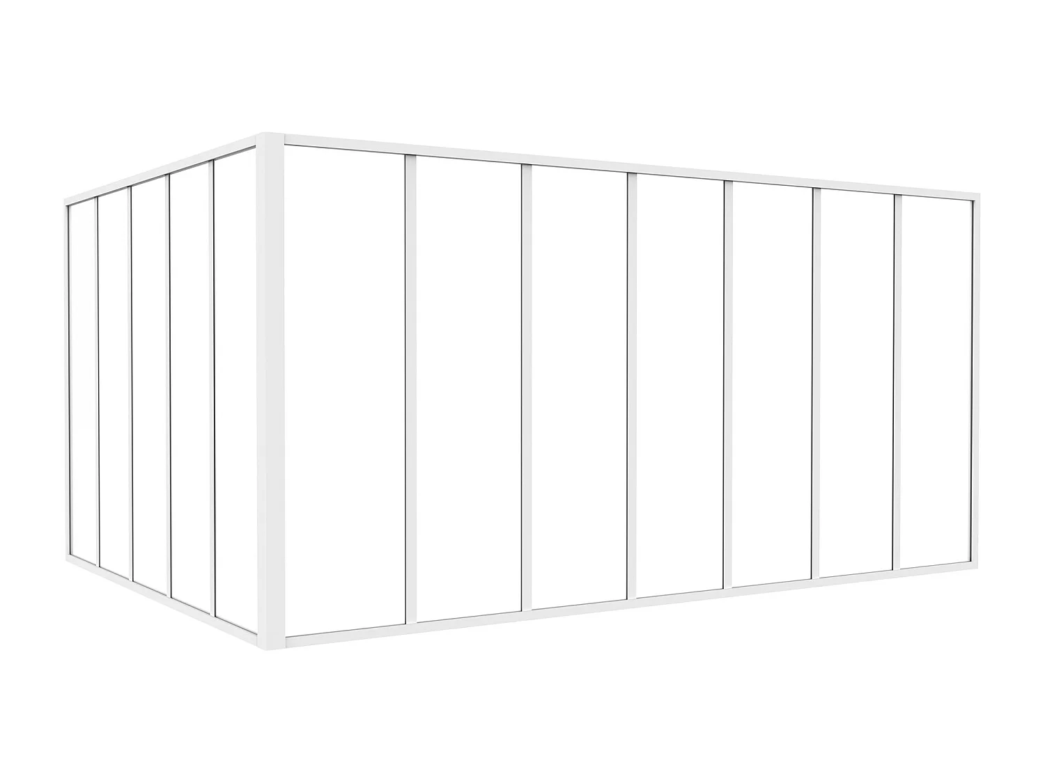 Glaswand Ecklösung - 120 x 150 x 105 cm - thermolackiertes Aluminium - Weiß - BAYVIEW