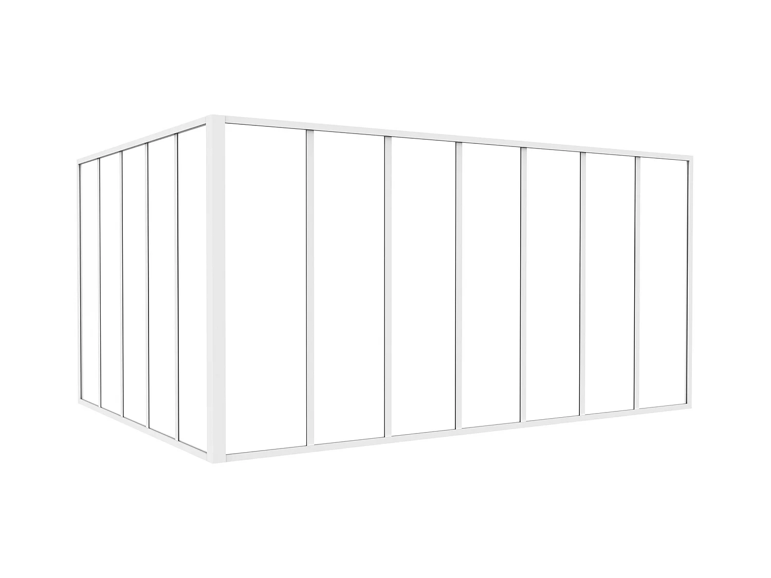 Glaswand Ecklösung - 120 x 150 x 105 cm - thermolackiertes Aluminium - Weiß - BAYVIEW