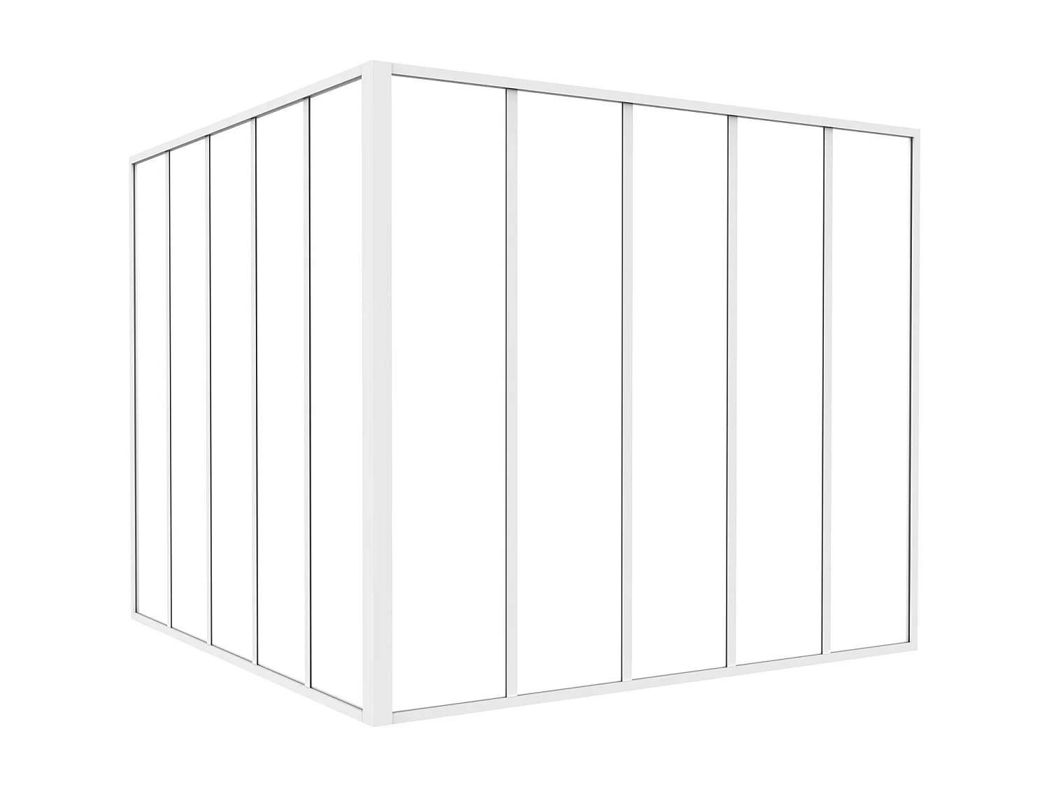 Verrière d'angle d'atelier en aluminium thermolaqué - L150 x L150 x H130 - Blanc - BAYVIEW