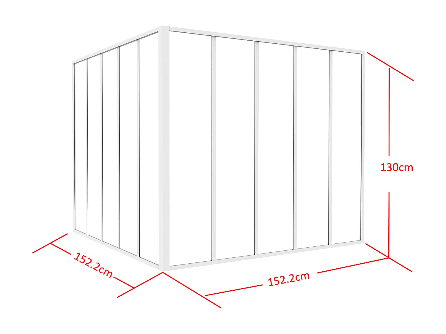 Verrière d'angle d'atelier en aluminium thermolaqué - L150 x L150 x H130 - Blanc - BAYVIEW