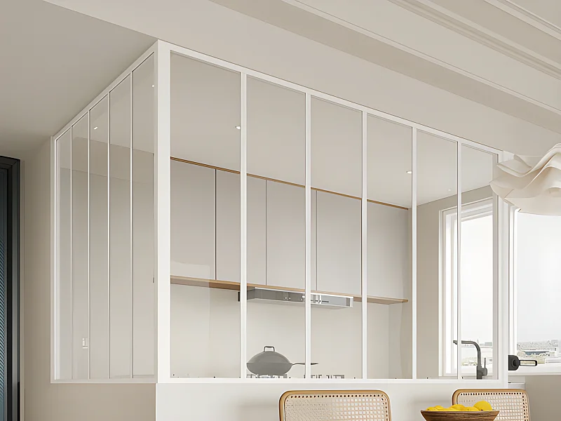 Verrière d'angle d'atelier en aluminium thermolaqué - L180 x L150 x H130 - Blanc - BAYVIEW