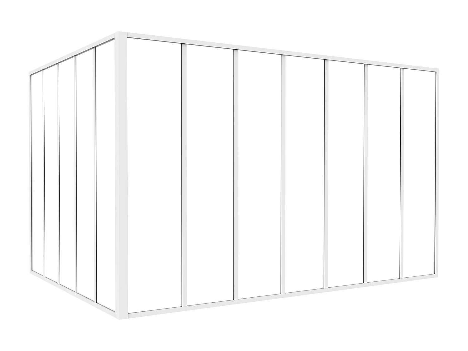 Verrière d'angle d'atelier en aluminium thermolaqué - L210 x L150 x H130 - Blanc - BAYVIEW