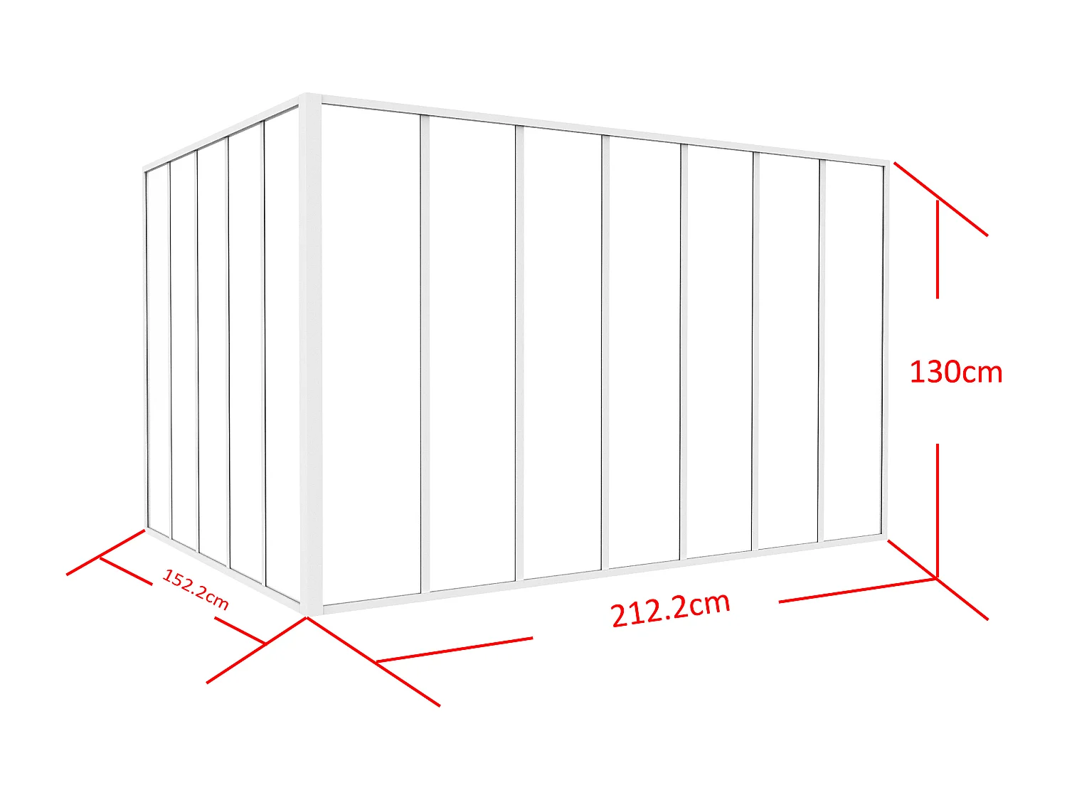 Verrière d'angle d'atelier en aluminium thermolaqué - L210 x L150 x H130 - Blanc - BAYVIEW