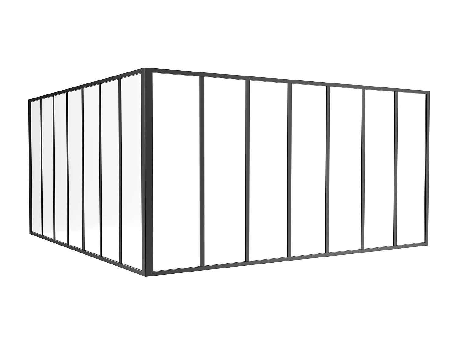 Hjørneatelier-vindu i pulverlakkert aluminium - L210 x L210 x H105 - Svart - BAYVIEW