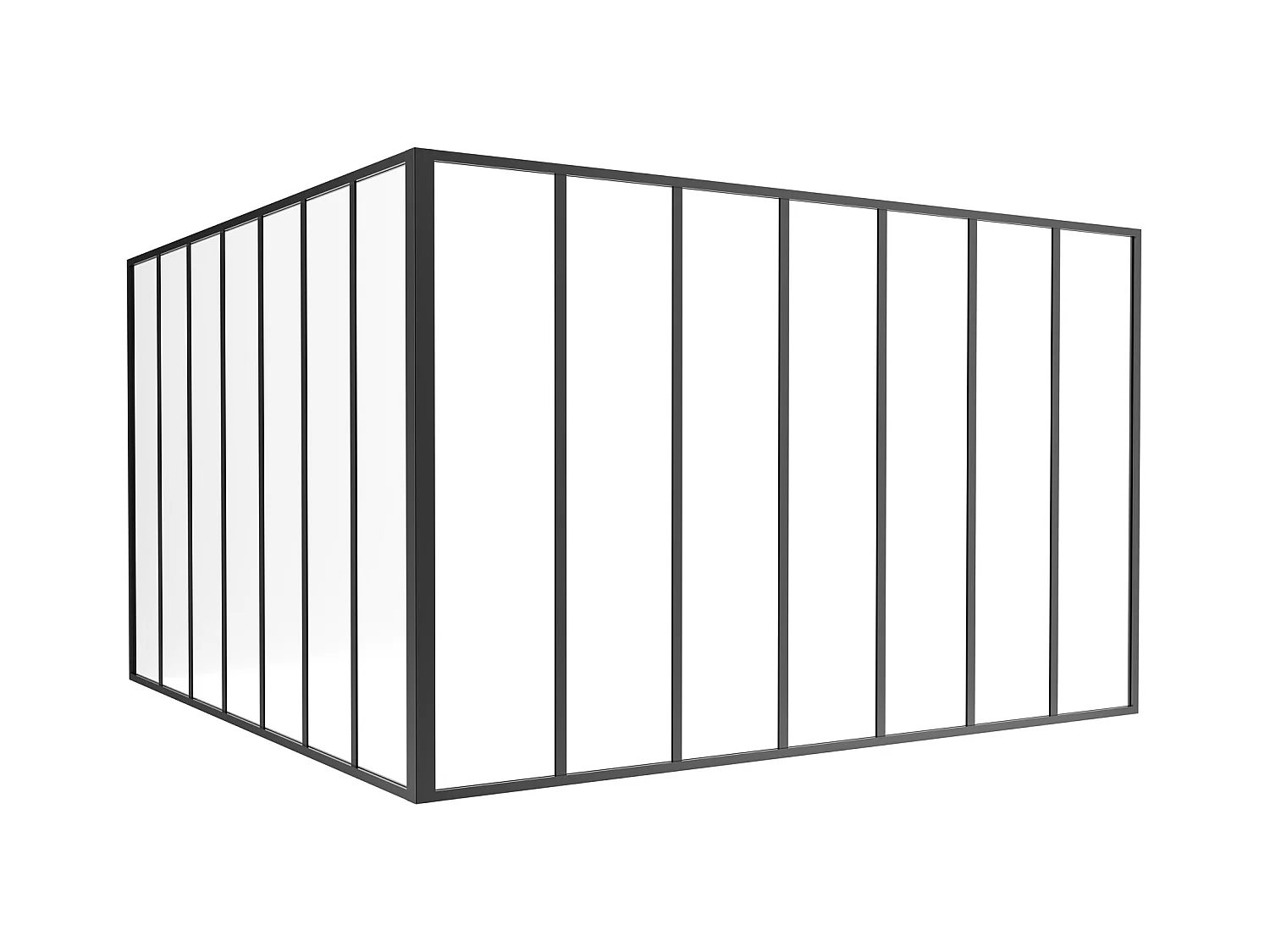 Termolakkert aluminium verkstedsglass hjørne - L210 x L210 x H130 - Svart - BAYVIEW