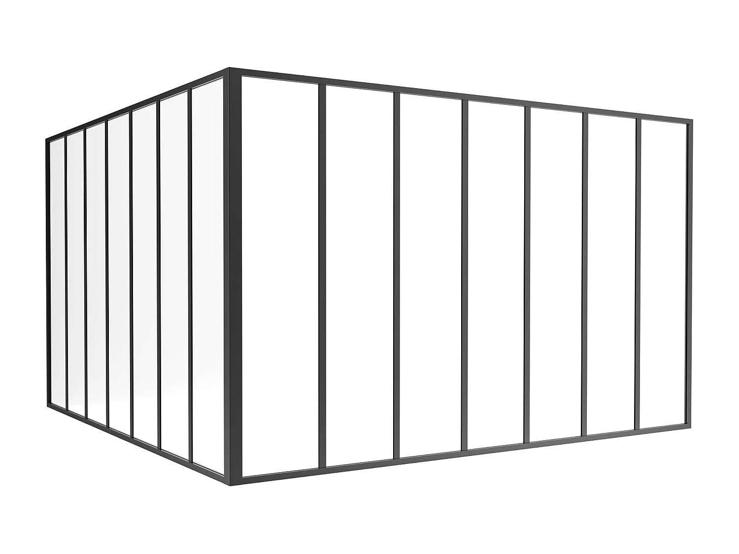 Termolakkert aluminium verkstedsglass hjørne - L210 x L210 x H130 - Svart - BAYVIEW