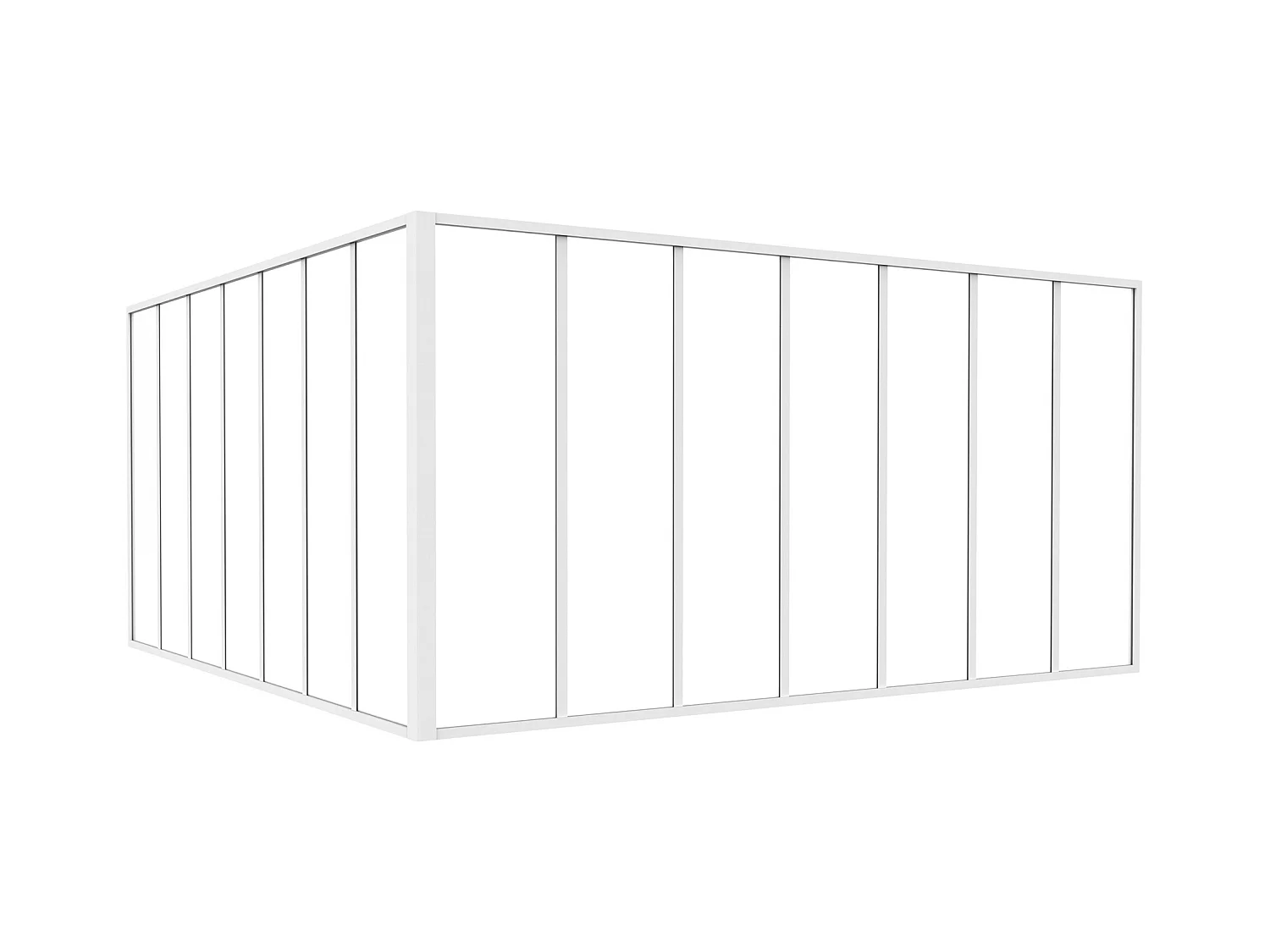 Hjørneglassvegg i pulverlakkert aluminium - L210 x B210 x H105 - Hvit - BAYVIEW
