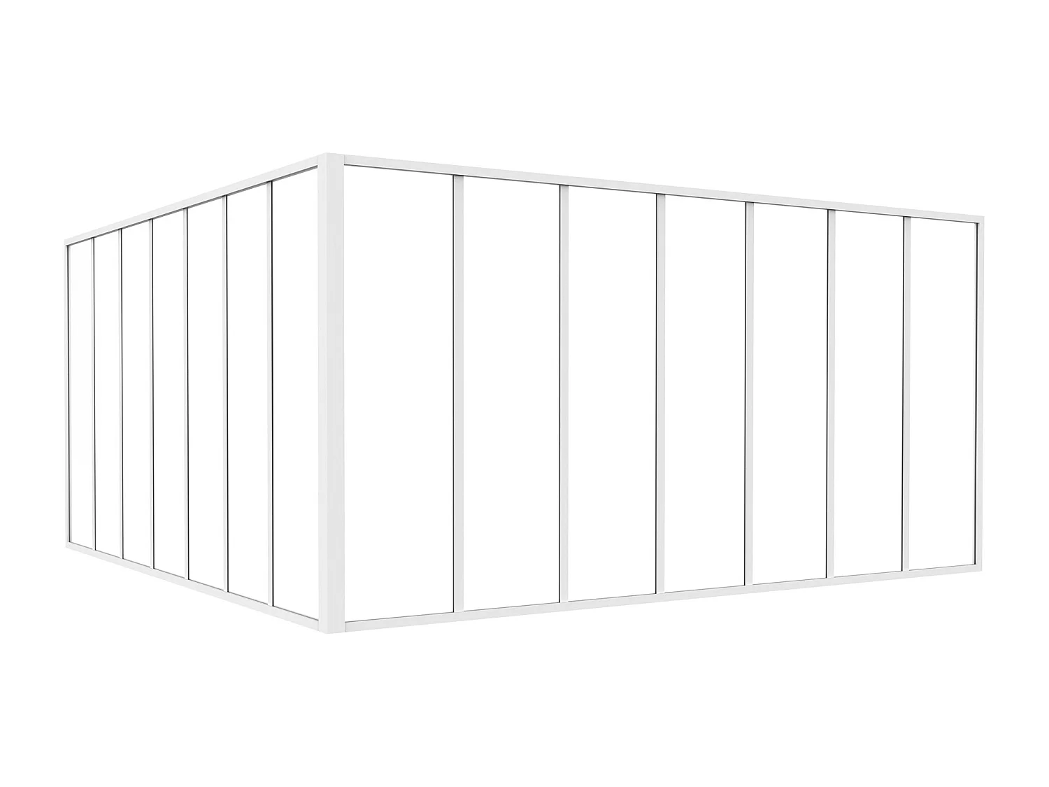 Glazen hoekbinnenraam met industriële stijl van gepoedercoat aluminium – L210 x L210 x H105 – Wit – BAYVIEW