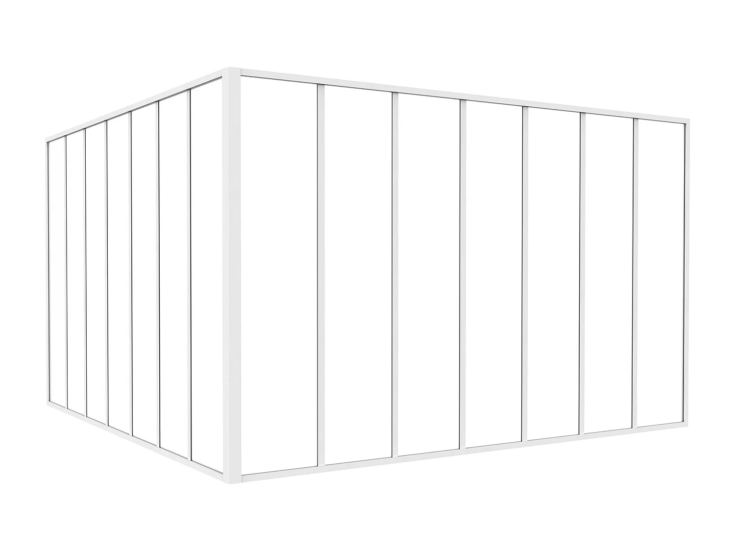 Glazen hoekbinnenraam met industriële stijl van gepoedercoat aluminium – L210 x L210 x H130 – Wit – BAYVIEW