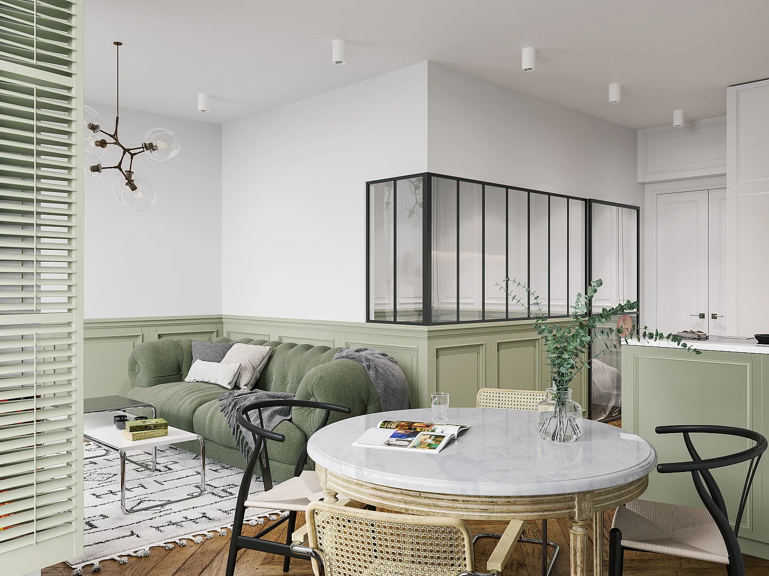 Przeszklona ścianka narożna z aluminium malowanego proszkowo - szer. 210 x szer. 60 x wys. 105 - Czarny - BAYVIEW