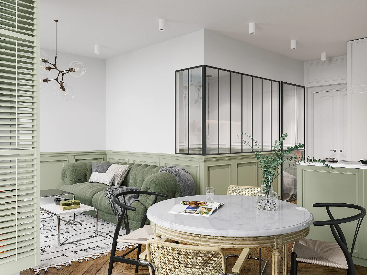 Glaswand Ecklösung - 210 x 60 x 130 cm - thermolackiertes Aluminium - Schwarz - BAYVIEW