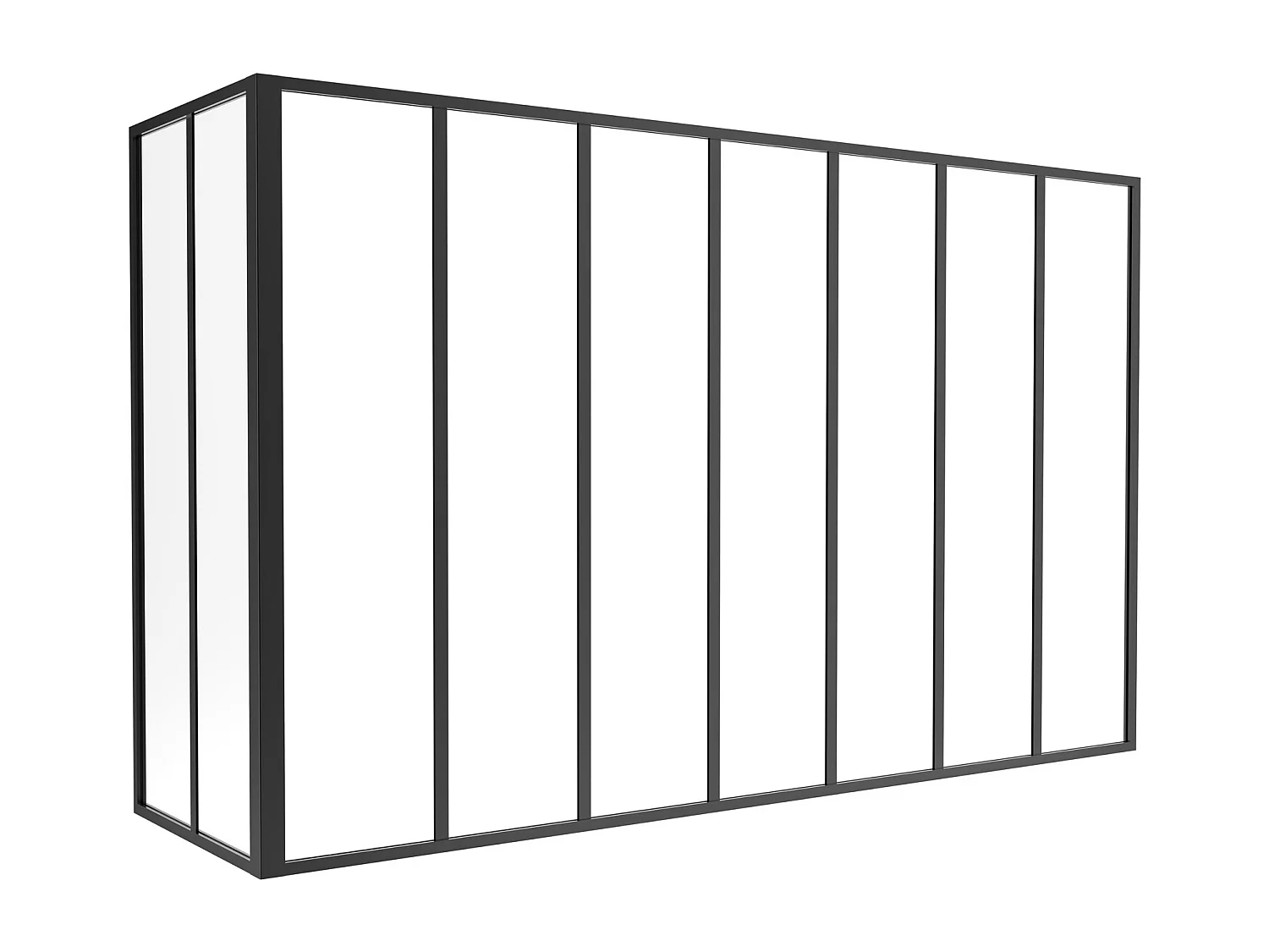 Verrière d'angle d'atelier en aluminium thermolaqué - L210 x L60 x H130 - Noir - BAYVIEW