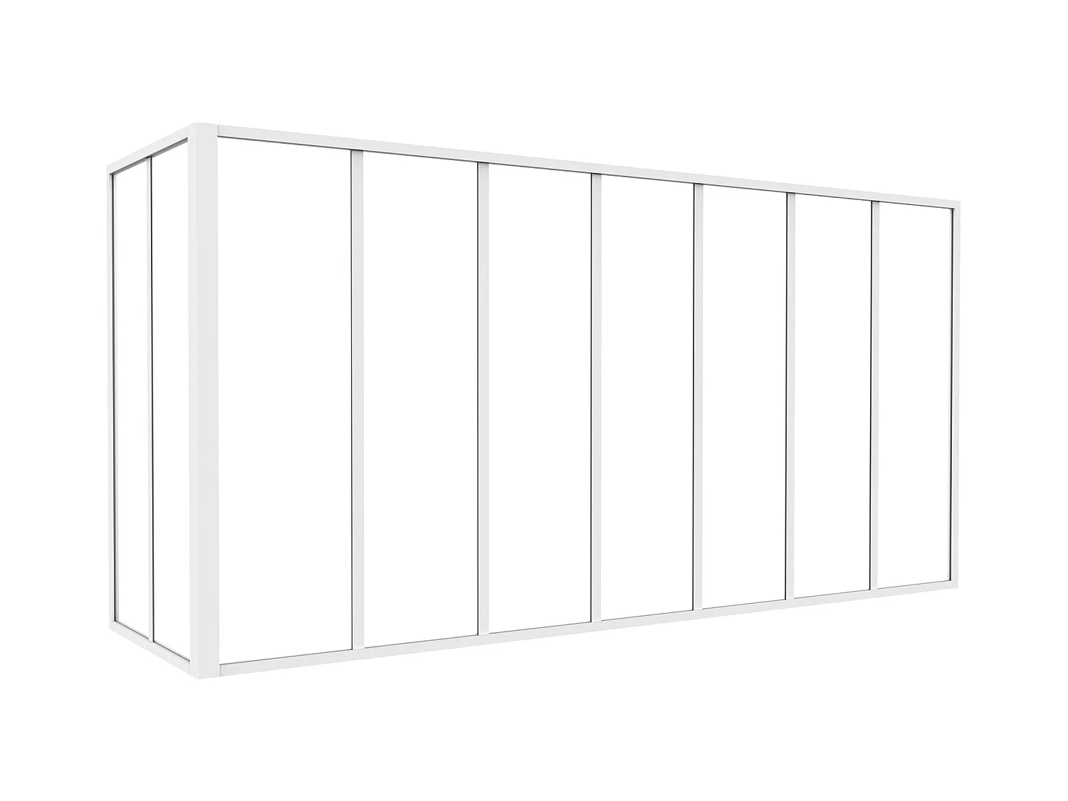 Hjørneglassvegg i pulverlakkert aluminium - L210 x L60 x H105 - Hvit - BAYVIEW