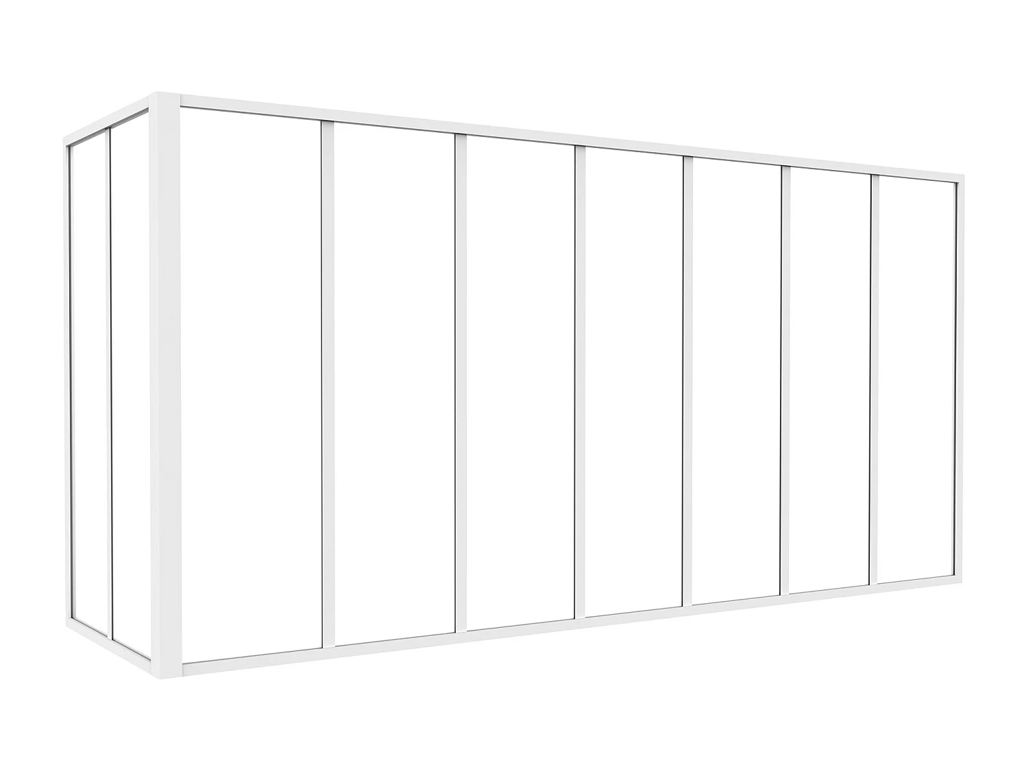 Hjørneglassvegg i pulverlakkert aluminium - L210 x L60 x H105 - Hvit - BAYVIEW