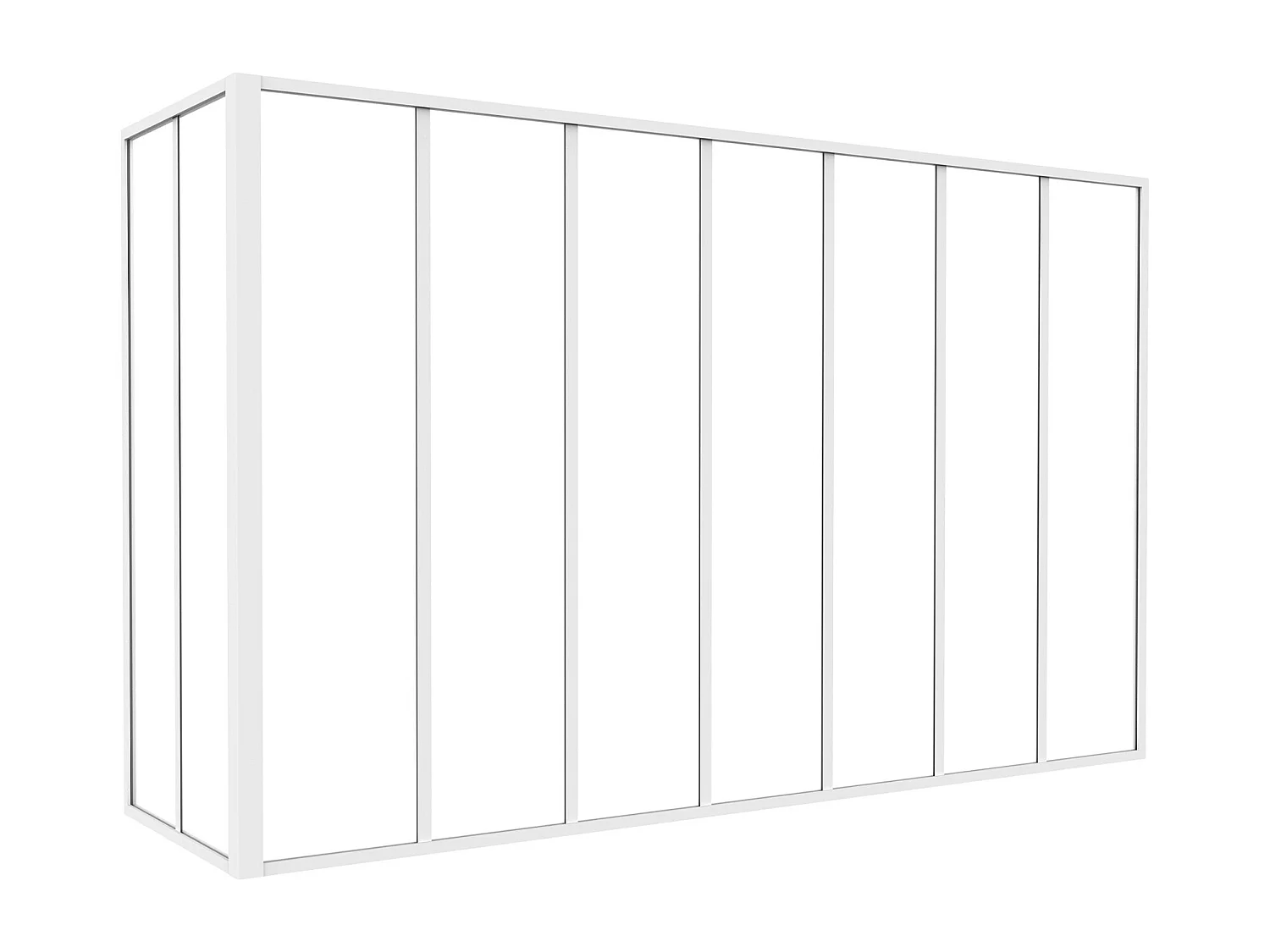 Verrière d'angle d'atelier en aluminium thermolaqué - L210 x L60 x H130 - Blanc - BAYVIEW