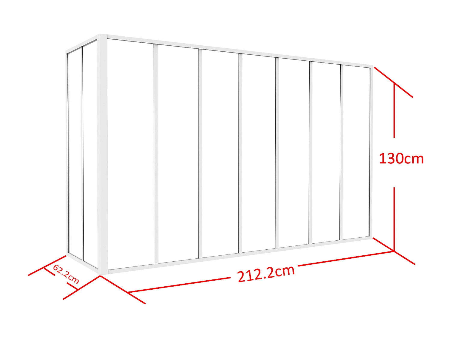 Verrière d'angle d'atelier en aluminium thermolaqué - L210 x L60 x H130 - Blanc - BAYVIEW