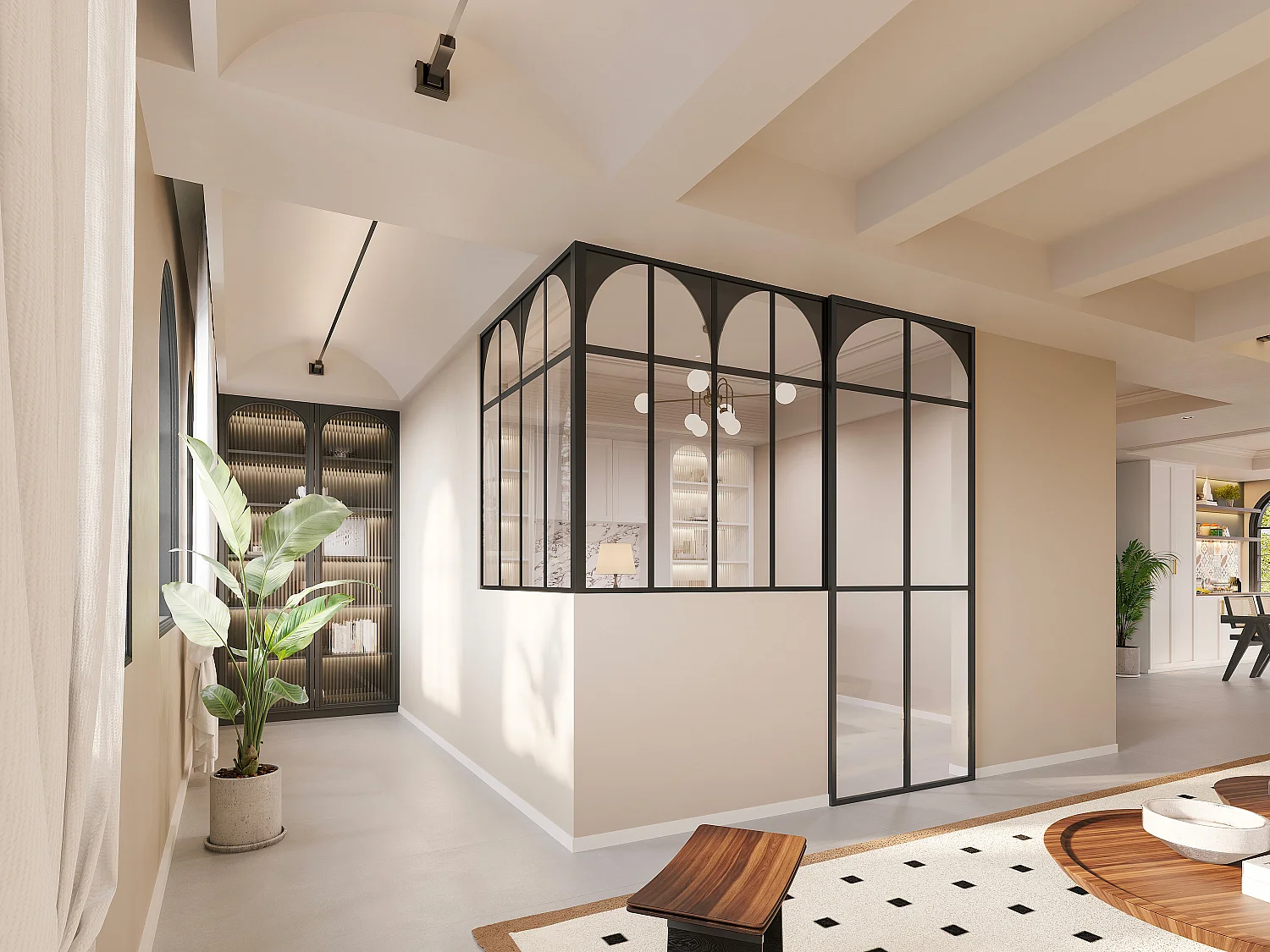 Vetrata angolare L120 x L120 x H130 in Alluminio termolaccato Nero Stile atelier art déco - ARCADEA