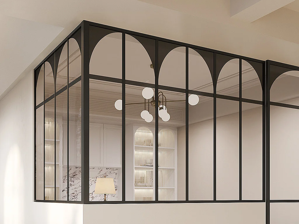 Hoekraam werkplaats met art-decostijl van gepoedercoat aluminium L180 x B120 x H130 cm - Zwart - ARCADEA