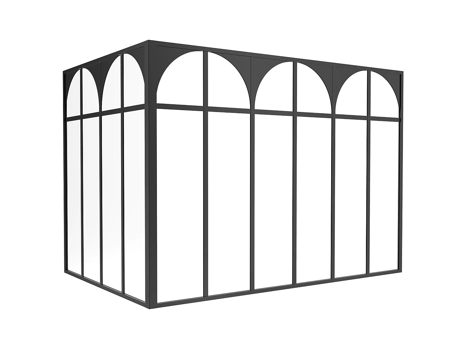 Verrière d'angle d'atelier art déco en aluminium thermolaqué - L180 x L120 x H130 - Noir - ARCADEA