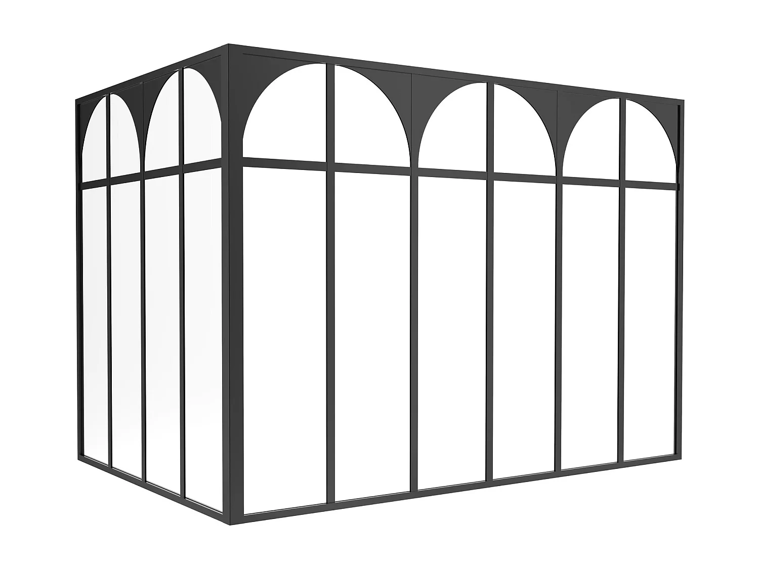 Hoekraam werkplaats met art-decostijl van gepoedercoat aluminium L180 x B120 x H130 cm - Zwart - ARCADEA