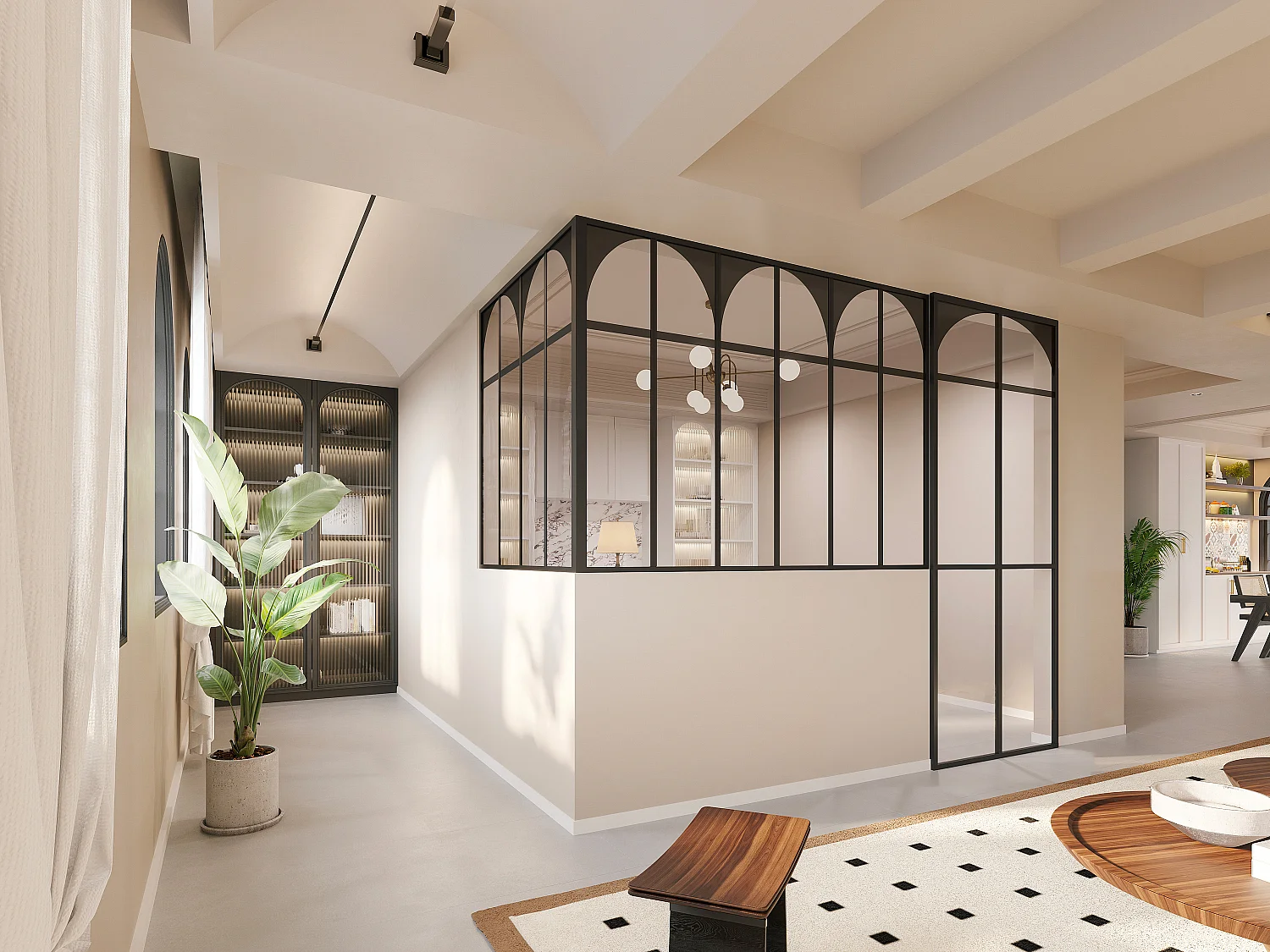 Hoekraam werkplaats met art-decostijl van gepoedercoat aluminium L180 x B120 x H130 cm - Zwart - ARCADEA