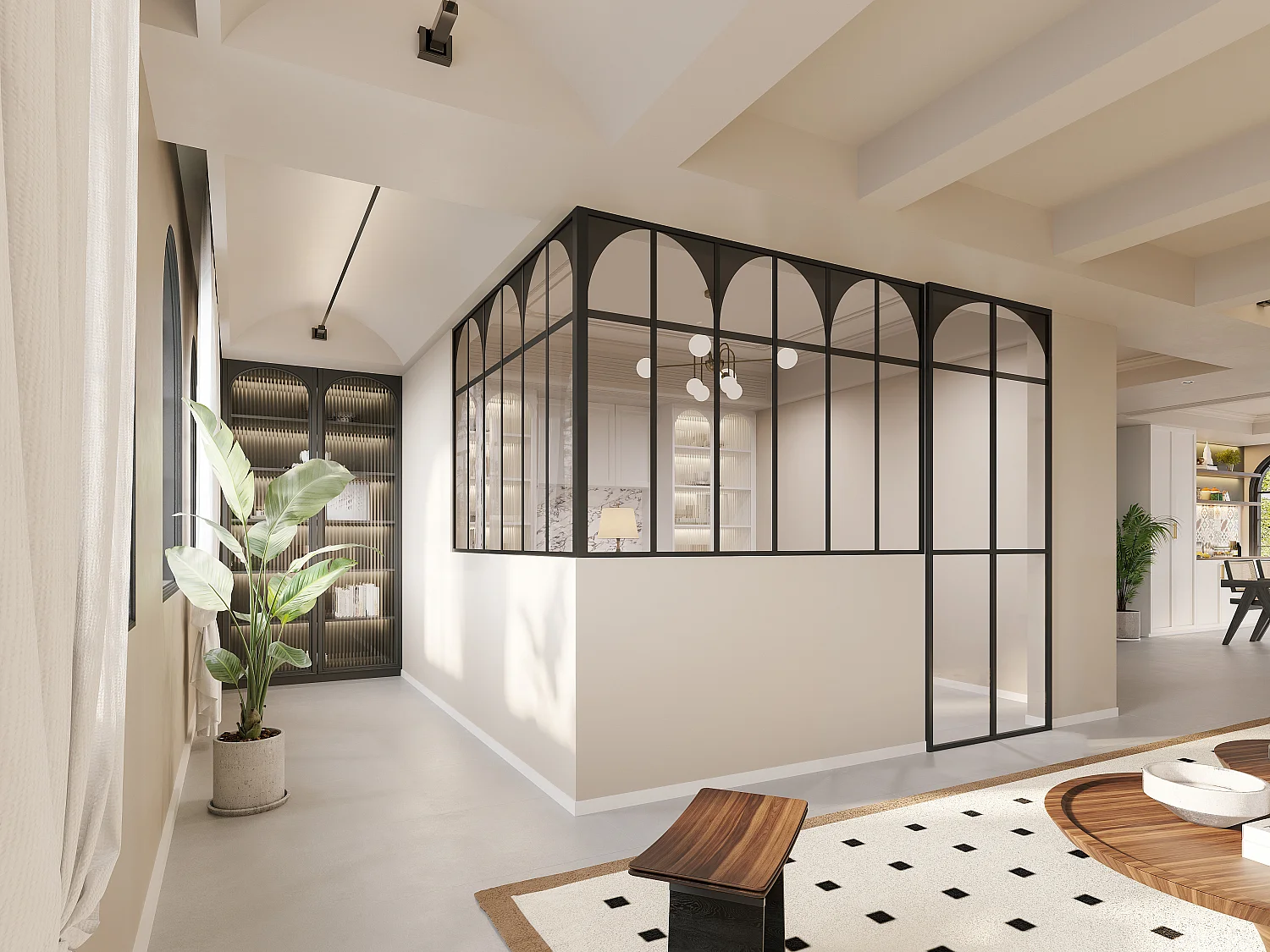 Divisória de canto de atelier art déco alumínio termolacado C180 x L180 x A130 cm preto - ARCADEA