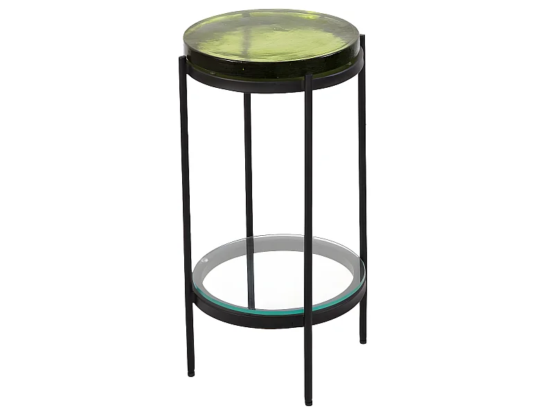 Mesa auxiliar de vidrio verde Lise, estilo vintage y elegancia clásica