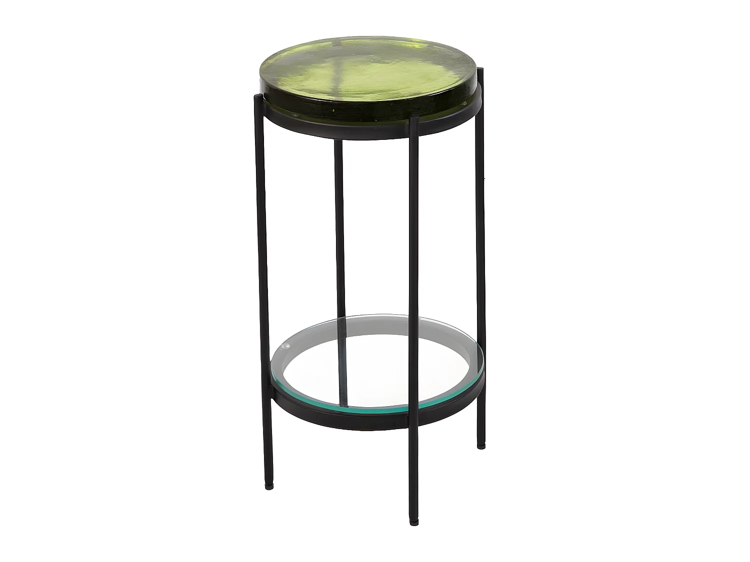Mesa auxiliar de vidrio verde Lise, estilo vintage y elegancia clásica
