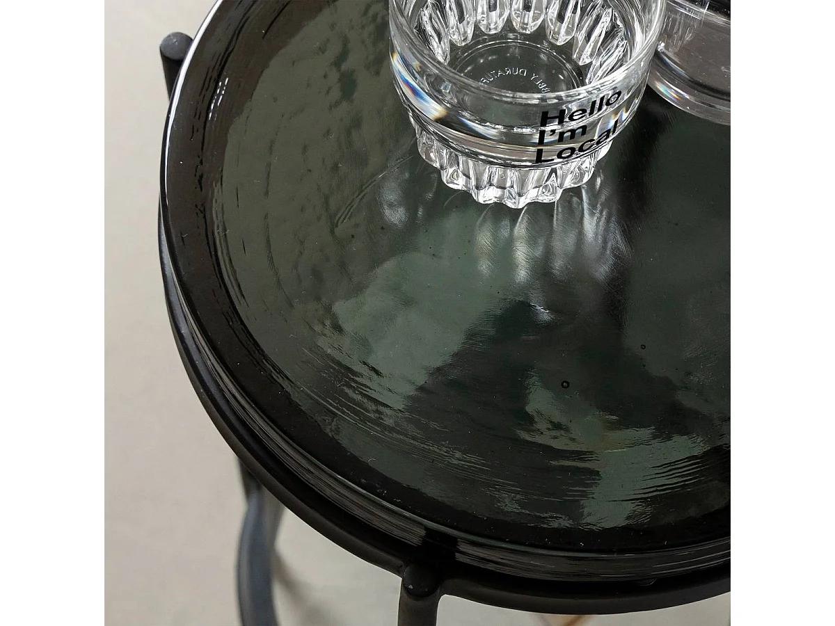 Bout de canapé plateau en verre gris Lise