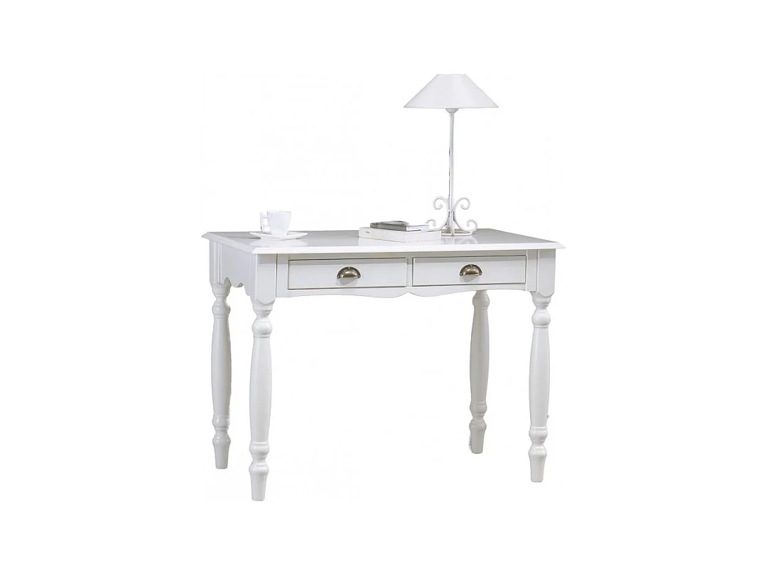 Bureau Blanc 2 Tiroirs Charme