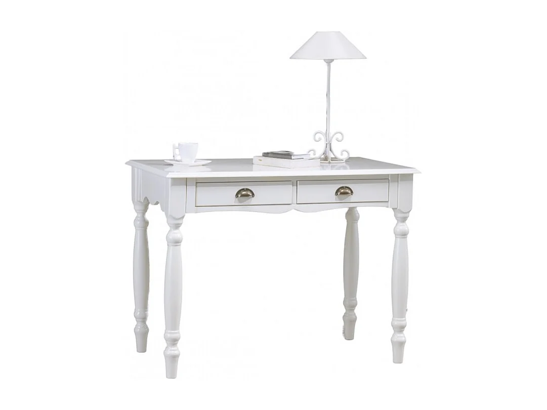 Bureau Blanc 2 Tiroirs Charme
