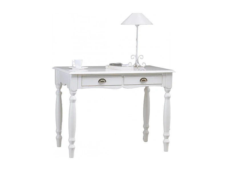 Bureau Blanc 2 Tiroirs Charme