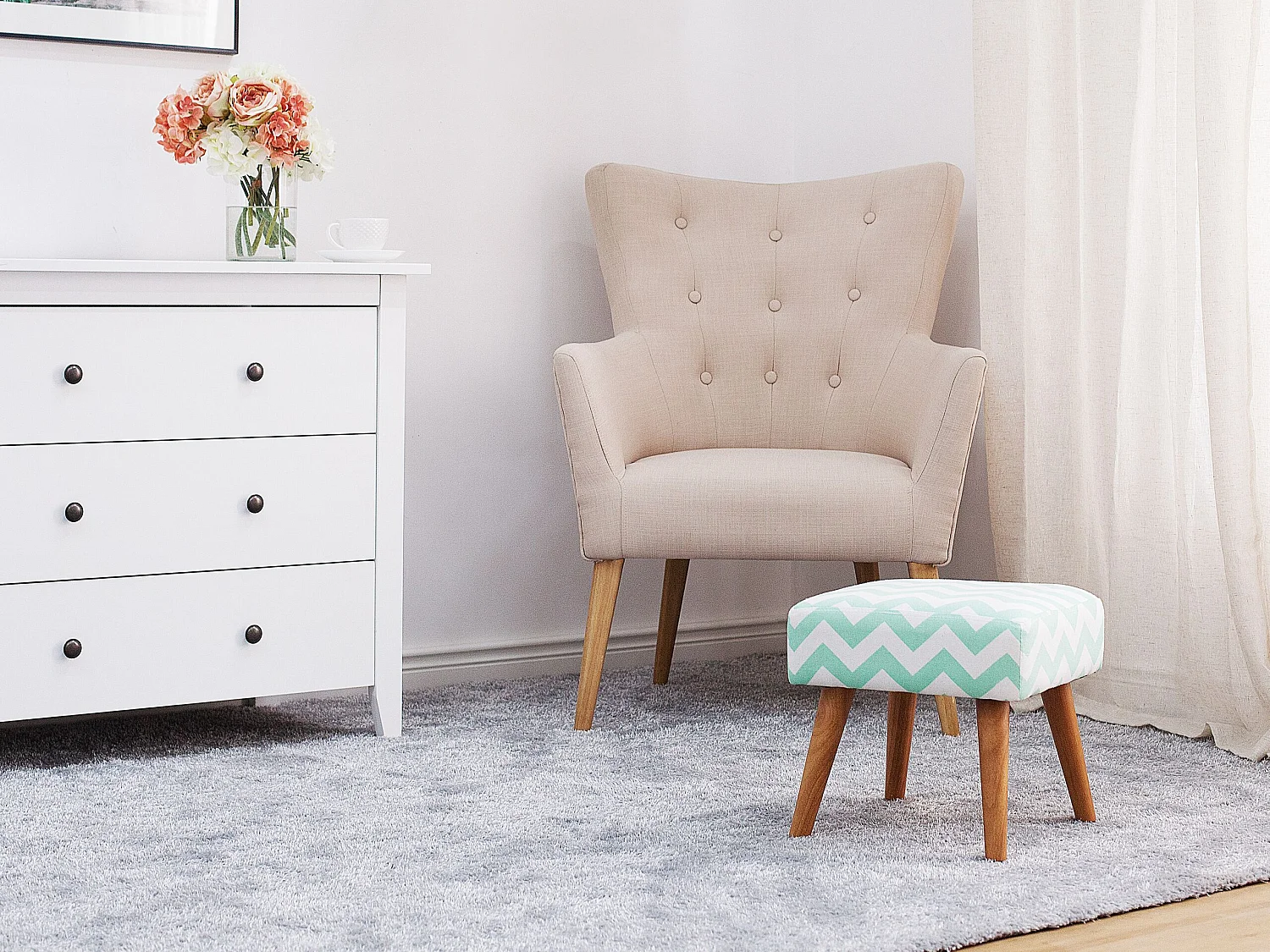 Hocker MANTEO Katoen Mintgroen