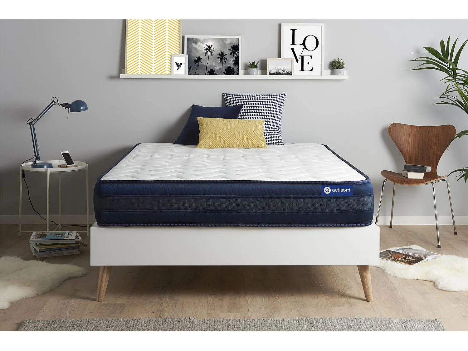 ACTISOM - Colchón 140 x 190- Colchón Doble, Espuma Viscoelástica, 24 cm de Grosor - Soporte y Confort Muy Firmes - Alta Calidad para un Sueño Óptimo