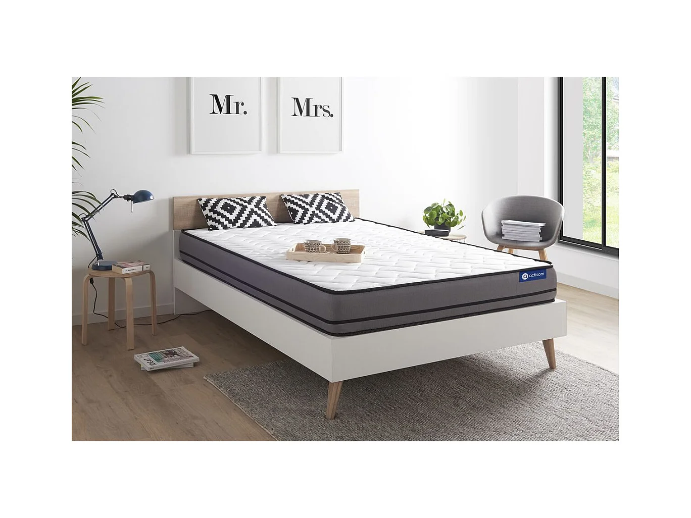 Matelas ACTILATEX 160x200cm 2 faces à MÉMOIRE DE FORME+LATEX 3zones de confort