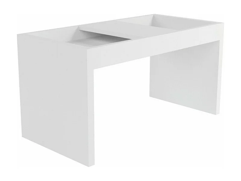 Table Basse Rectangle Blanche 2 Niches L 36 H 38.5 P 68 cm