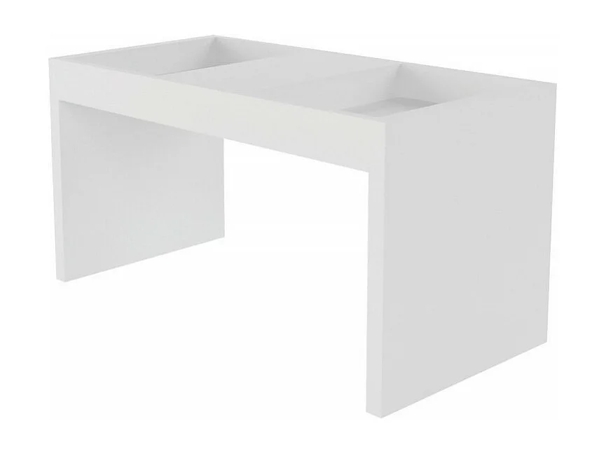 Table Basse Rectangle Blanche 2 Niches L 36 H 38.5 P 68 cm