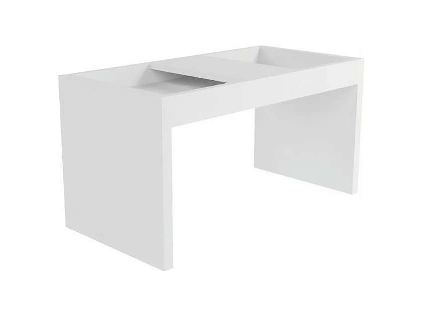 Table Basse Rectangle Blanche 2 Niches L 36 H 38.5 P 68 cm