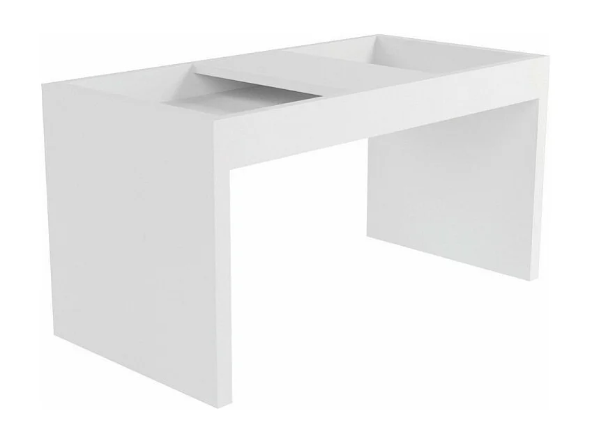 Table Basse Rectangle Blanche 2 Niches L 36 H 38.5 P 68 cm
