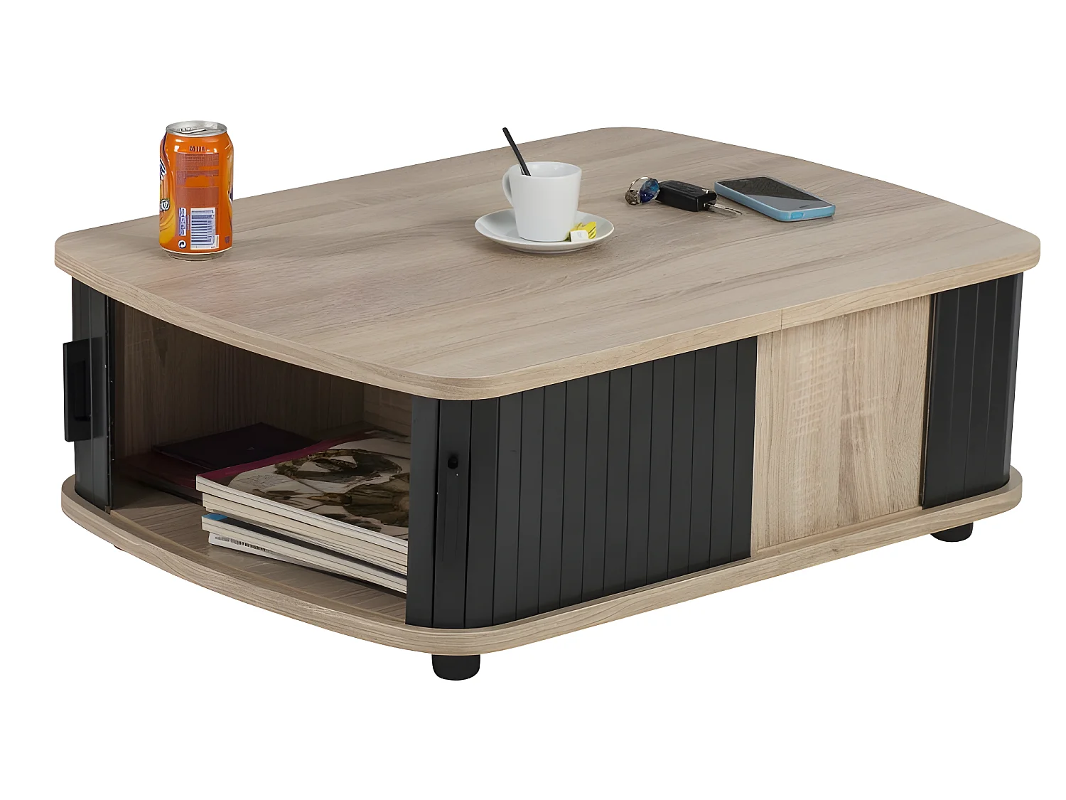 Table Basse Rectangle 80 cm Chêne - Coloris: Noir