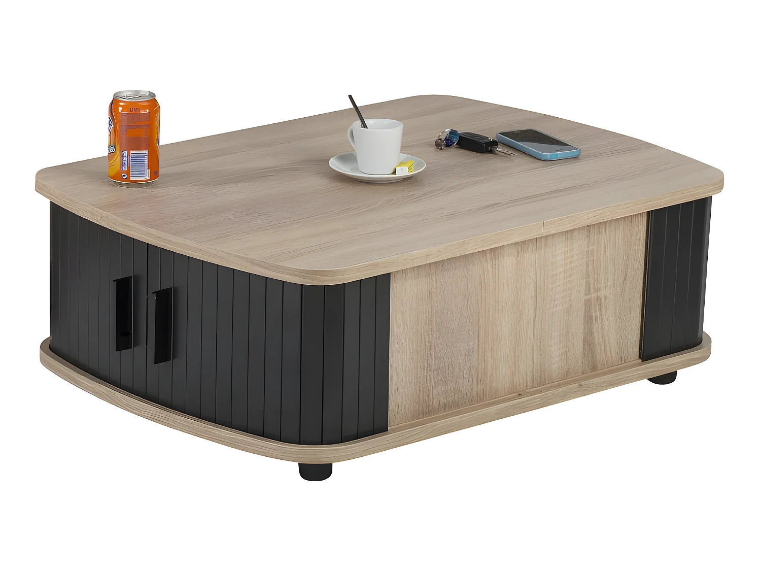 Table Basse Rectangle 80 cm Chêne - Coloris: Noir