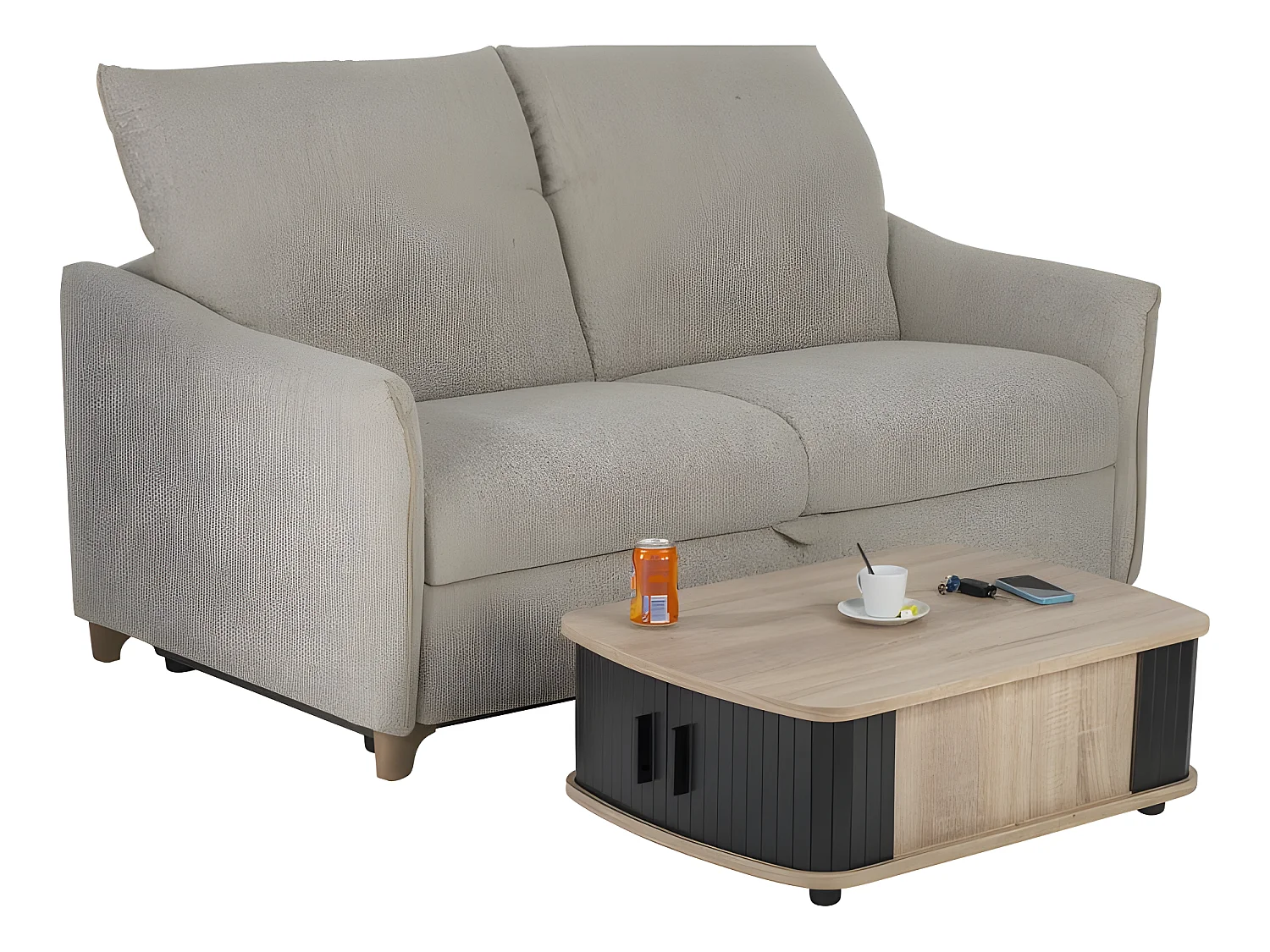 Table Basse Rectangle 80 cm Chêne - Coloris: Noir