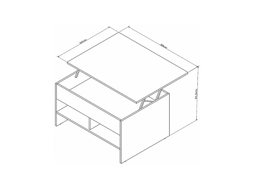 Table Basse Relevable 90 cm Blanche 3 Niches