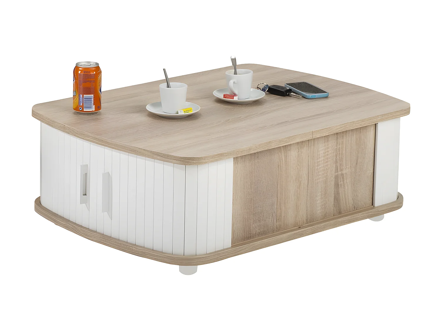 Table Basse Rectangle 80 cm Chêne - Coloris: Blanc