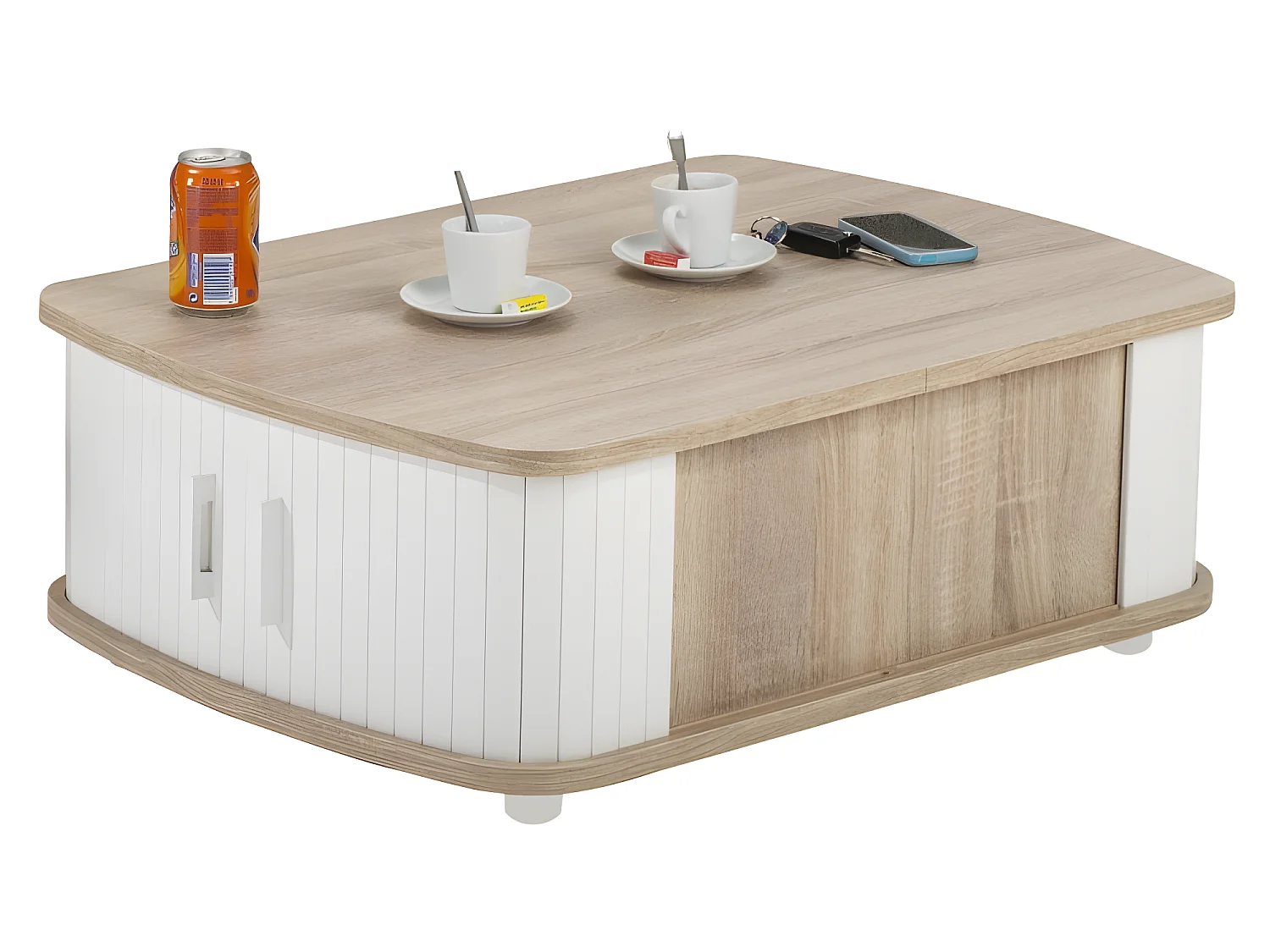 Table Basse Rectangle 80 cm Chêne - Coloris: Blanc