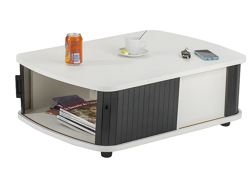 Table Basse Rectangle 80 cm Blanche - Coloris: Noir